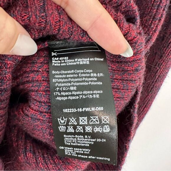 Scotch & Soda Nomadic Dreamer Lace Up Sweater in Burgundy - Picture 7 of 11